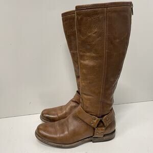 Frye Womens Phillip Riding Boots Size 7 Tall Cognac Soft Vintage Leather Harness
